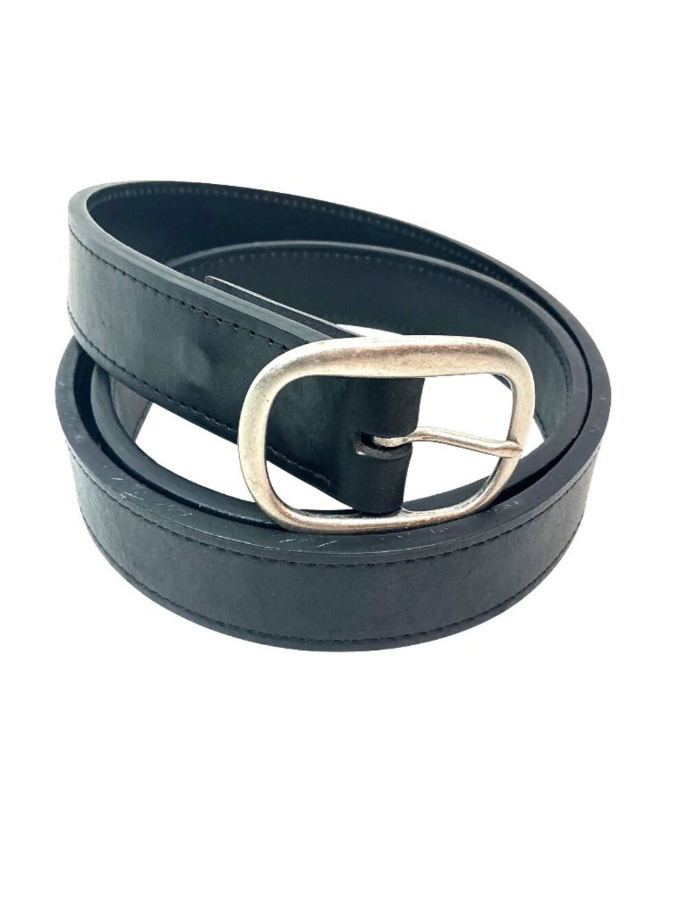 Cabela’s Thick Leather Belt With Silver-Tone Oval Buckle Mens 46 Black